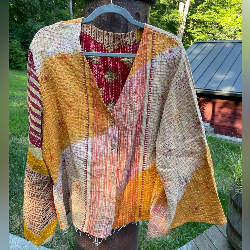 Kantha Bae Bell Sleeve Button Up